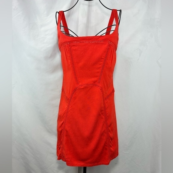 Free People Dresses & Skirts - Free people red orange crochet detail mini dress size S